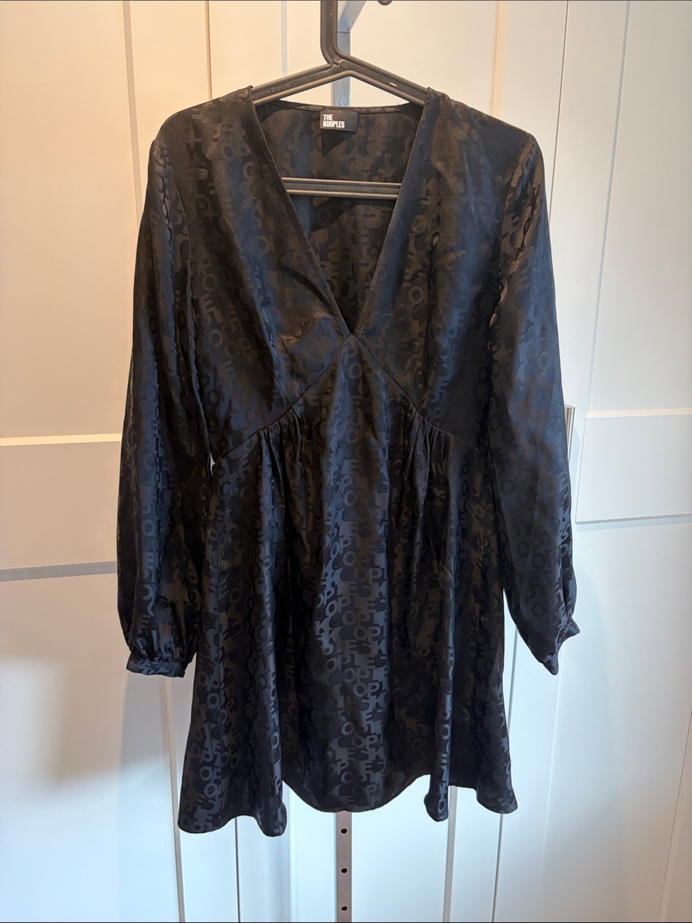 The Kooples Black Jacquard V-Neck Mini Dress